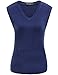 Camii Mia Women's V Neck Solid Tank Top (Large, Navy)