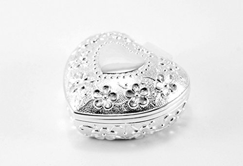 SCHMUCKSCHATULLE HERZ MIT BLUMEN MOTIV BLÜTEN SCHMUCKETUI ETUI SILBER NEU + BRILLIBRUM® FLYER Geschenke Für Muttertag Geschenkidee Kinder (Schmuckschatulle ohne Gravur) - 3