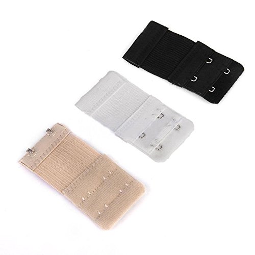 TRIXES-3pc-Bra-Extenders-Extension-Straps-2-Hook-Black-White-Beige-Flexible
