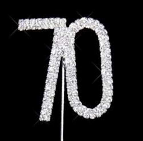 JJOnlineStore Cake Diamante Rhinestone Anniversary Birthday Engagement Party Toppers Decoration 13 16 18 21 25 30 40 50 60 80 (Number 70), Silver