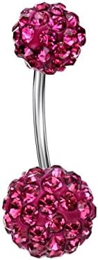 Neoglory Jewellery White Gold Plated SWAROVSKI Elements Rhinestone Belly/Navel Bar Pierced Bananabell In Casket