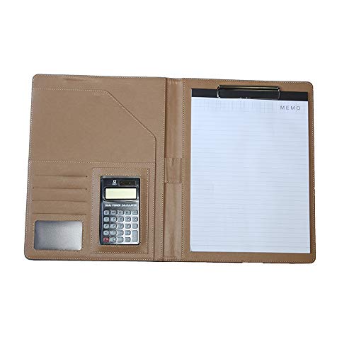 Fuluning - Carpeta Portapapapeles A4 De Piel Sintética Con Portadocumentos Y Carpeta De Presentación De Negocios, Color Brown Conference Folder A4