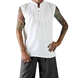 TIFIY Tank Top Herren Sommer Ärmellose Jahrgang Einfarbig atmungsaktiv Weste dünne Stehkragen Muskelshirt Blusen（Weiß,L