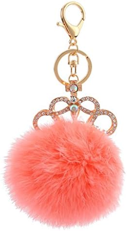 Wgwioo Plush Keychain Imperial Crown Rhinestone Crystal Keyring Key Accessories Christmas Gift?Pack Of 2? 2