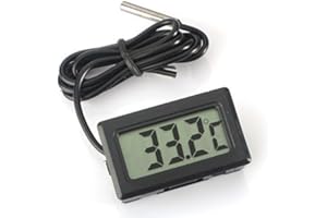 ARCELI Digital LCD Thermometer Temperaturüberwachung mit externer Sonde für Kühlschrank Gefrierschrank Kühlschrank Aquarium - schwarz