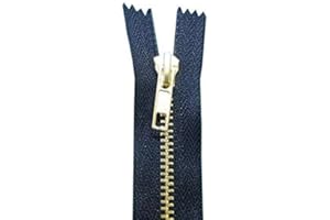 BONNIN Black and Navy Blue Jeans Denim Zip Gold AUTO Lock Metal Closed Ended Zip (Navy Blue, 6 INCH(15.2CM))