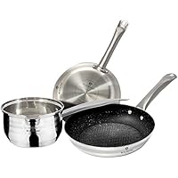 Juego 3 piezas de acero sartenes con revestimiento de piedra y cazo Blaumann – bl-3177