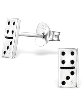 JAYARE Kinder-Ohrstecker Domino 925 Sterling Silber oxidiert 7 x 4 mm Ohrringe