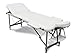 FoxHunter Deluxe Portable Lightweight Massage Table Beauty Couch Therapy Bed Folded 3 Section Aluminium Frame Beige with Headrest Armsupport Free Cover and Carrying Bag