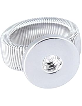 Soleebee Verstellbaren Silber Click Button Ring passt für 18mm Click Button