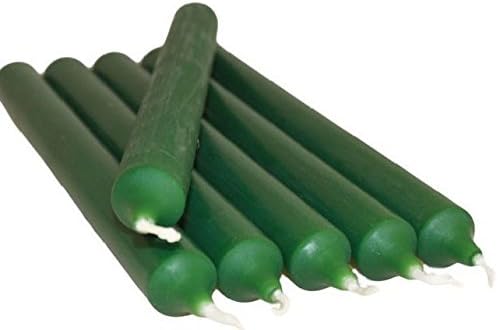 12 Dark Green Dinner Candles 21cm Non Drip 8hr Burn