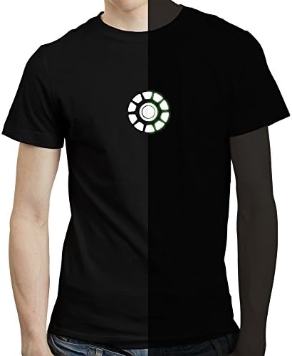 PugSwag Iron Man Tony Stark Unofficial Chest Light Glow In The Dark Avengers T Shirt Tee Gift (XXL)