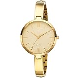 JOBO Damen Armbanduhr Quarz Analog Titan vergoldet Damenuhr