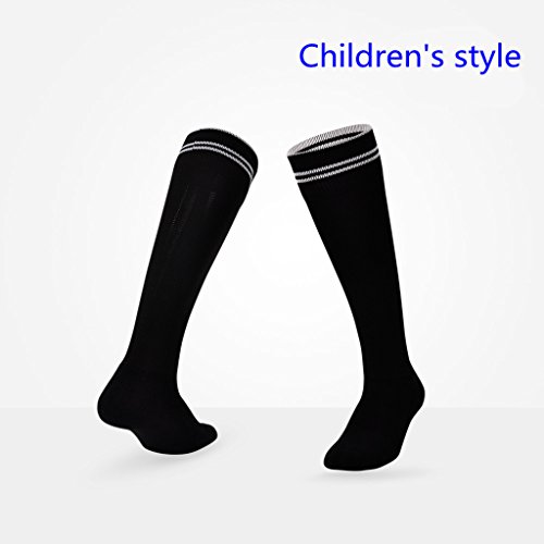 EQLEF Kids Football Soccer/Rugby/Hockey Sports Chaussettes pour Enfants Âge 7-11 Ans (Noir)