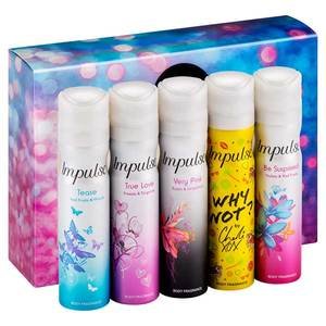 Impulse Inspire gift set a collection of gorgeous fragrances includes True Love, Be Surprised, Why not? Very Pink and Tease 75ml body fragrances
