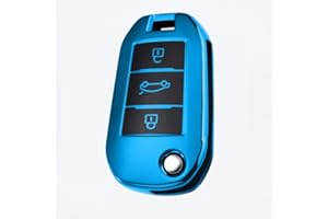 Juttzzei Autoschlüssel Hülle Opel für Peugeot 208 301 307 308 407 Citroen C2 C3 C4 C5 C6 Opel Crossland Corsa F Grandland Zafira Schlüsselhülle, TPU Silikon Opel Corsa F Schlüsselcover-3 Tasten(Blau)