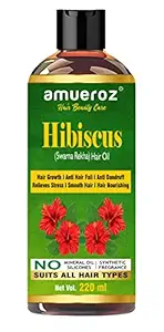 Amueroz Hibiscus Hair Oil for Hair Growth for Men & Women - 220ml | Anti Hair fall Oil with 15 Natural Oils | Controls Hair fall & Dandruff