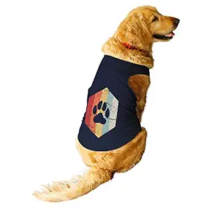 Ruse.Pet Striped Paw Round Neck Sleeveless Vest Tank T-Shirt/Tees for Dog Clothes Summer Apparel./Large (Full Grown Desi/Stray, Doberman etc.)