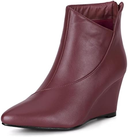 Women's Pointed Toe Zipper Wedge Heel Ankle Booties