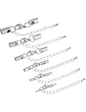 AURORIS - Edelstahl Karabinerverschluss mit Verstellkettchen - Loch: 5mm / 5 Stück