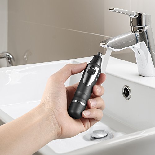 Nasenhaartrimmer, AVANTEK Nasen- und Ohrhaarschneider mit Sockel und LED Licht, Bateriebetrieben, Grau - 4