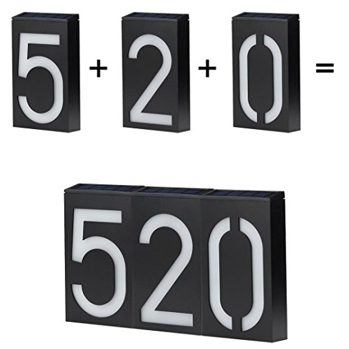 sunnymi Solar Power Digital Türleuchten/LED-Licht-Zeichen-Haus-Hotel-Tür-Adresse Plaketten-Zahl-Ziffern-Platte/Enviormentalschutz/Klare Sicht Unter Dunkelheit (B)