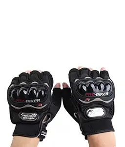 Probiker Half Finger Motorcycle Riding Gloves (Black, XXL)