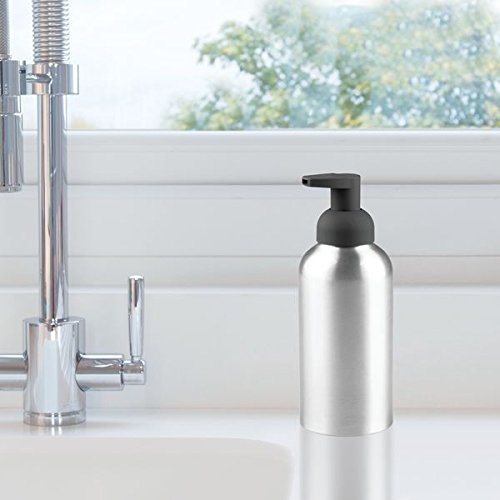 mDesign Schaumseifenspender wiederbefüllbar – edler Seifenspender aus rostfreiem Aluminium mit Pumpkopf aus robustem Kunststoff – Seifenschaumspender mit 444 ml Füllmenge – 2er Set - 2