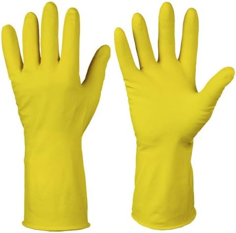 12 Pairs Of Quality Rubber Gloves Household Latex Gloves Yellow – Food-Safe and Acid Resistant en 388 EN 374