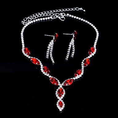 ZZCLSHIPIN Women Jewelry Set Ensemble de Bijoux Mode Rouge Bleu Clair Or-Bordeaux Collier/Boucles d'oreilles Mariage 1set Colliers dšŠcoratifs Boucles d'oreille, One Size