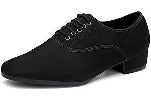 OMCAM Scarpe da Ballo da Sala da Uomo, Scarpe da Ballo Professionali con Lacci 1Inchs Heel Latin Salsa Tango Shoes