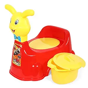 Nabhya Rabbit Baby Potty Training Seat- Chair for Kids- Infant Potty Toilet Chair with Removable Tray & Closing Lid (Red)