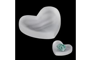 FINGERINSPIRE Cuenco decorativo de cristal de selenita natural con forma de corazón, 55 x 65 mm, color blanco humo, para guardar joyas para pulseras, pendientes y amantes de la cristaloterapia