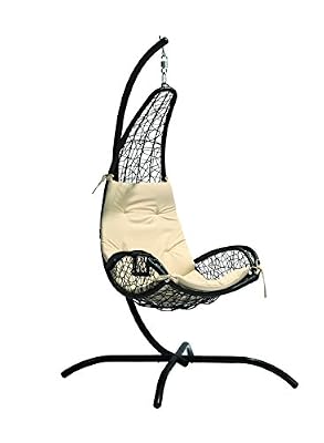 SoBuy® OGS26-MI Fauteuil suspendu Balancelle de jardin et patio Hamac avec support sur pied et porte gobelet
