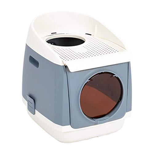 Preisvergleich Produktbild Daoxiang Vollständig geschlossene, kostenlose Katzentoilette, die gegen Spritzwasser und Geruchsbelästigung in der nach Oben klappbaren, doppeltürigen Katzentoilette schützt