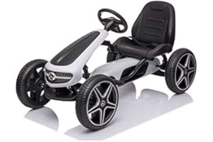 FINOOS Mercedes Go Kart - Licensed - Children's Pedal Car - Pedal Car - Cart - Chain Drive - EVA Tyres (White)