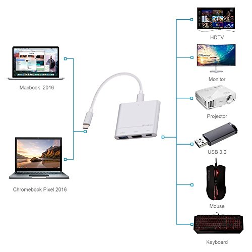 GHB Adapter Typ C USB 3.1 Hub USB 3.0 / 4K HDMI / USB Typ C trennbar Plug und Play Kabel für MacBook Google Chromebook Pixel usw. - 2