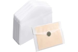 INELIHOO 20 Pack Translucent Vellum Envelopes 5x7inch Clear Invitation Gift Card Envelopes Glassine Envelope Blank White Paper Envelope for Wedding Greeting Parties Card Postcards Photos