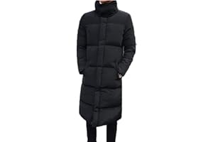 YONGLAN Mens Stand Collar Long Down Jacket Plus Size Winter Warm Padded Puffer Coat Parka