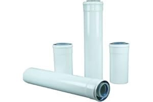 Uzman-Versand, 500mm Konzentrisches Luft-/Abgasrohr Ø 80/125 mm, Innen Kunststoff PP/Außenrohr aus verzinktem Stahl weiß lackiert. DN 80/125 Abgas-Rohr, Abgassystem Brennwert, Doppelrohr,