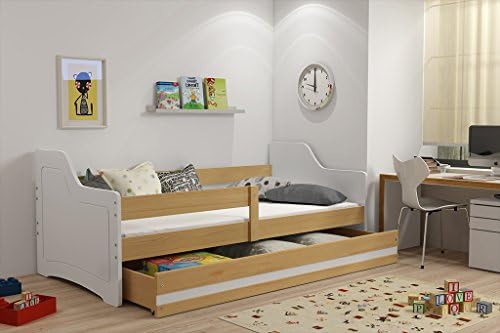 SOFIX single bed for children 160x80, wooden solid kids beds +free mattress + free storage (Pine)