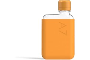 memobottle A7 (Mandarino) Bundle – 170 ml (170 ml) – Bottiglia, custodia in silicone e coperchio | Bottiglia piatta compatta per borse e tasche, Tritan senza BPA, moderna e minimalista, per palestra,