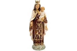 DRW Virgen del Carmen Figura Resina imitación Madera (21 cm)