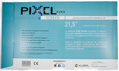 Pixel, Film für Computer von bis zu 21,5″ Univ. Von Turin tested- Anti Blau und UV-Licht, kratzfest und blasenfrei – Für Komfortables betrachten - 3