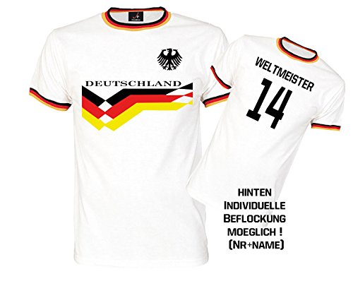 Deutschland| Nationalmannschaft | Die Mannschaft | DFB Elf | Fanshirt | Trikot | T-Shirt | WM Em Weltmeister | Individuelle Beflockung | Gr. M-3XL (XL)