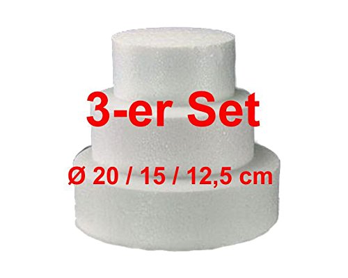EPS-Zuschnitte rund 3-er Set, Ø 20 / 15 / 12,5 cm, Styropor