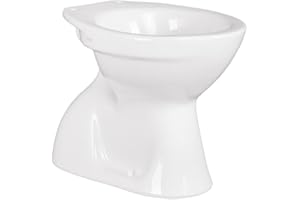 Belvit Stand WC - Keramik-Toilette mit Bodenabgang senkrecht, Tiefspüler ohne WC-Deckel, weiß