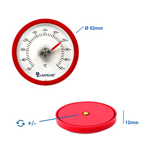 Lantelme 5 Stück Set rundes Bimetall Analog Klebe Kühlschrankthermometer . Kunststoff Farbe rot 4400 - 2
