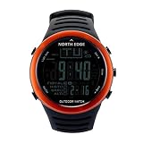 Easy Go Shopping Herrenuhr Professionelle Outdoor-Sport Wasserdichte Angeln Klettern Wandern Smart Digitaluhr Unterstützung Barometer Thermometer (Farbe : Orange)