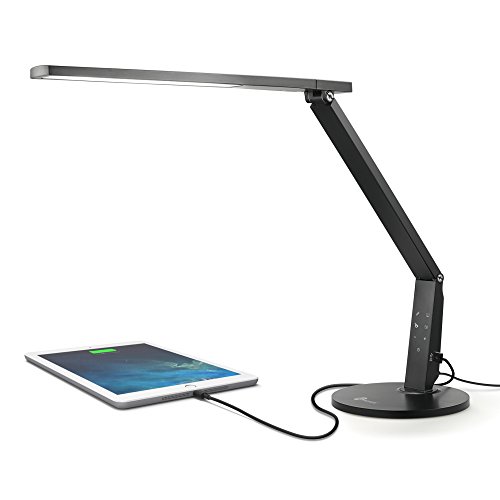 Schreibtischlampe Led TaoTronics 15W Schreibtischleuchte led Tageslichtlampe Augenschutz 4 Helligkeitsstufen Lampenarm einstellbar mit USB-Anschluss zum Aufladen von Smartphones und Tablets, Schwarz - 4
